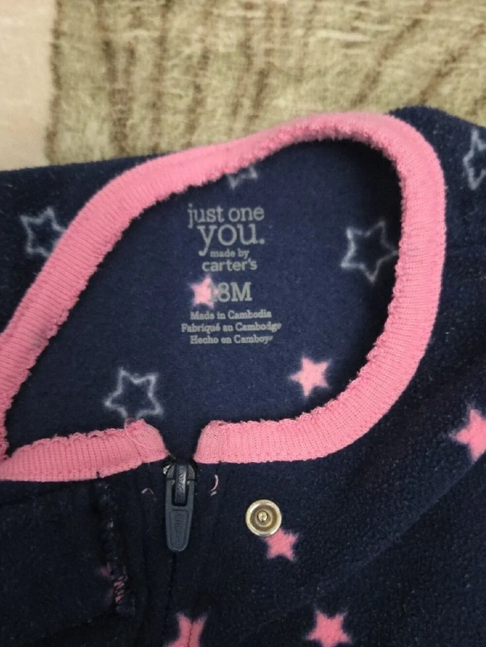 Carter's Pink and Navy Ballerina Footed One-Piece Pajamas
